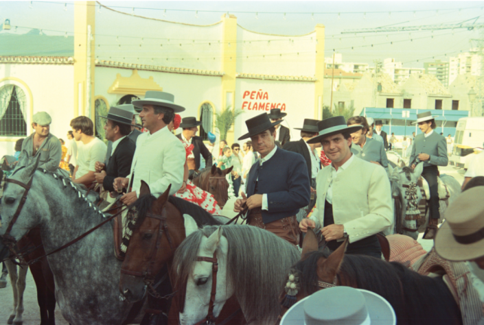 Joaquín García, Luis Blanco and Enrique Cano, in front of the Peña Caballista