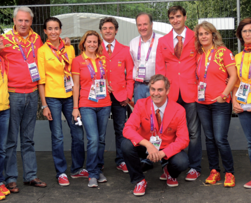 José Daniel Martín Dockx with his wife Africa and the entire Spanish Dressage Team that participated in the Olympic Games in London.
