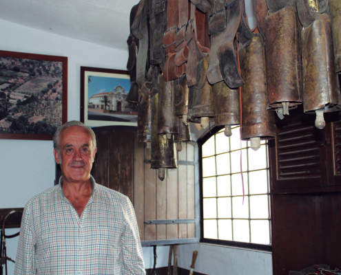Mr. Luis Rivera, in one of his tackrooms, next to the harness room at San Miguel Ranch.